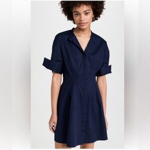 STAUD Navy Blue Mini Lorenza Shirt Dress - New - no tags - never worn